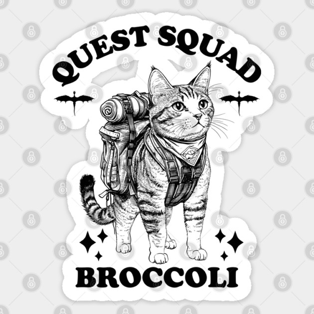 Quest Squad Broccoli Adventure Cat Fantasy Design Sticker by AZEERTEE