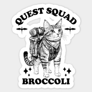 Quest Squad Broccoli Adventure Cat Fantasy Design Magnet