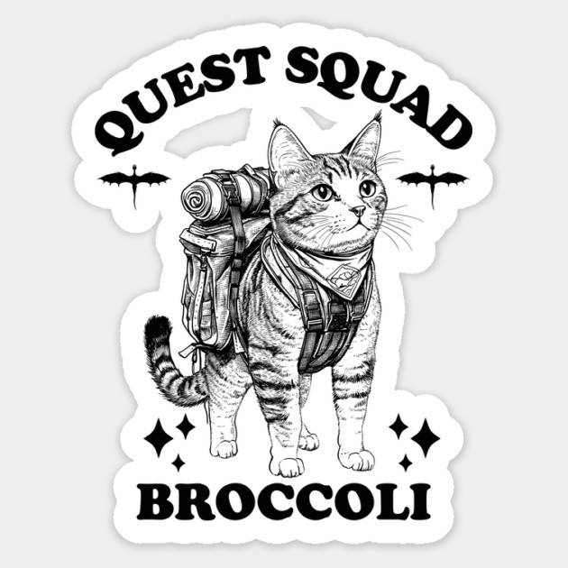 Quest Squad Broccoli Adventure Cat Fantasy Design Magnet by AZEERTEE