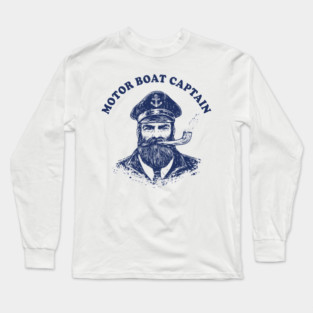 Vintage Nautical Motor Boat Captain Long Sleeve T-Shirt