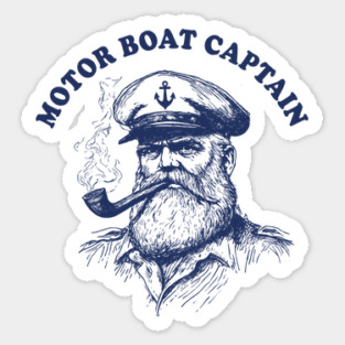 Vintage Nautical Motor Boat Captain Sticker
