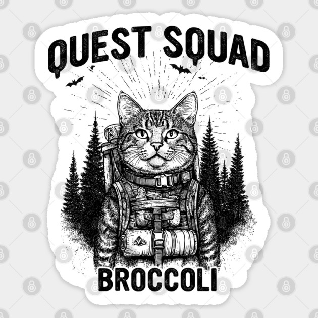 Quest Squad Broccoli Adventure Cat Fantasy Design Sticker by AZEERTEE