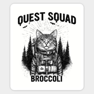 Quest Squad Broccoli Adventure Cat Fantasy Design Magnet