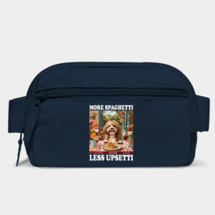 Funny "More Spaghetti, Less Upsetti" Cute Dog Dining Design Bag
