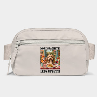 Funny "More Spaghetti, Less Upsetti" Cute Dog Dining Design Bag