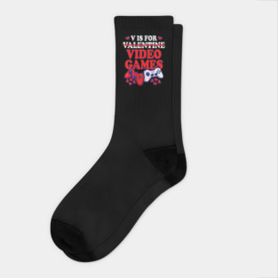 Funny "V is for Video Games" Gamer Valentine Design Socks