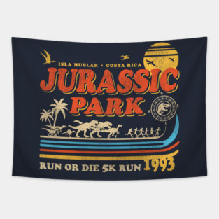 Dinosaur Park Run or Die 1993 Worn Tapestry