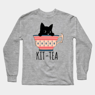KIT-TEA Stealthy Sips Long Sleeve T-Shirt