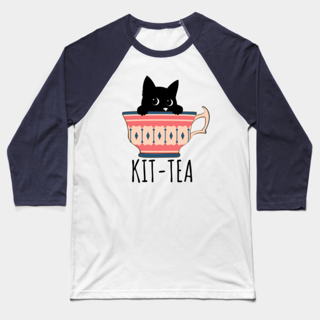 KIT-TEA Stealthy Sips Baseball T-Shirt by Premachandra's Store