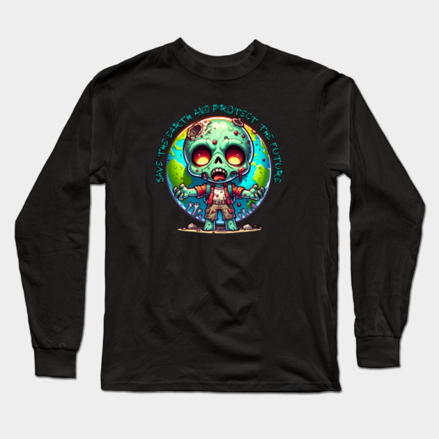 Earth Day Zombie Long Sleeve T-Shirt by HolidayBug