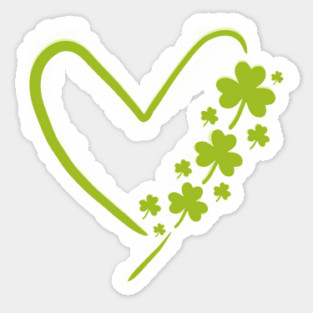 Saint Patrick Heart Clover Sticker