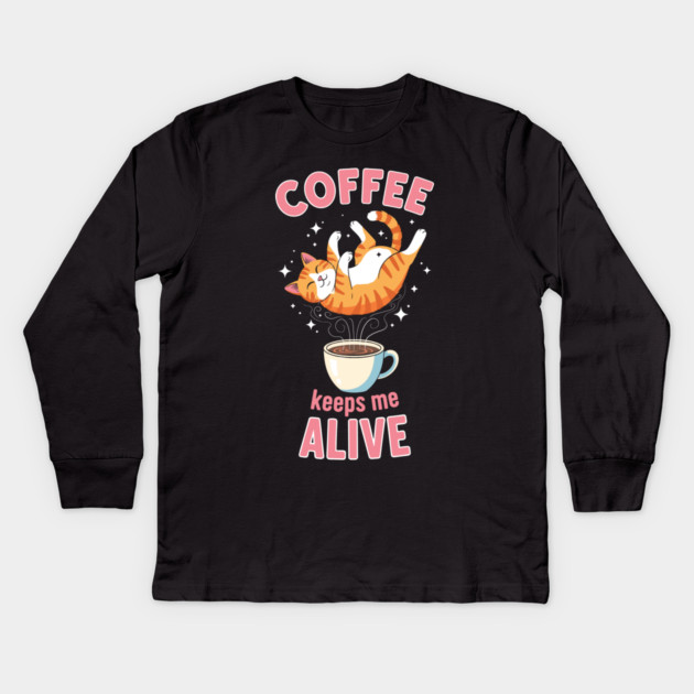 Coffee Keeps Me Alive Kids Long Sleeve T-Shirt by enrynz