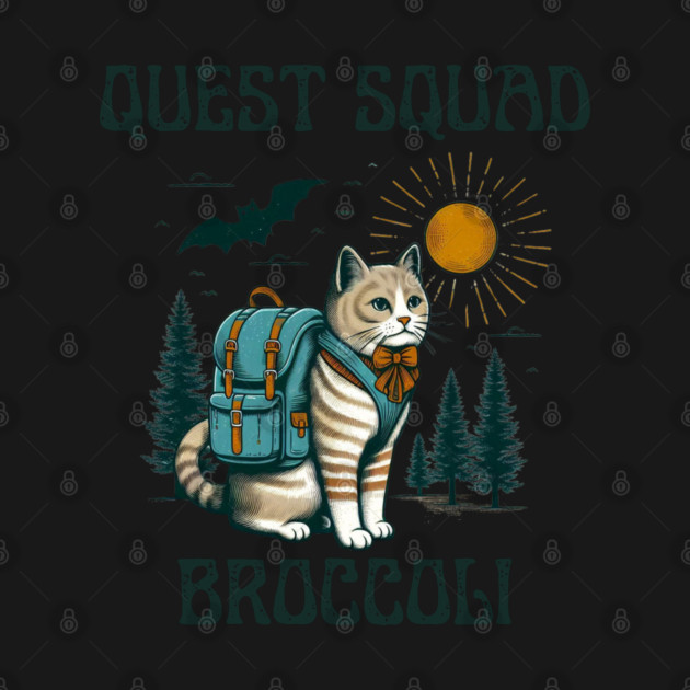 Quest Fantasy Squad Broccoli Cat Adventure by Creatifly Graphic Tees