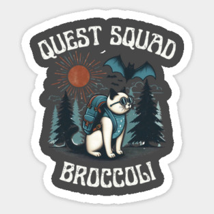 Quest Fantasy Squad Broccoli Funny Cat Adventure Sticker