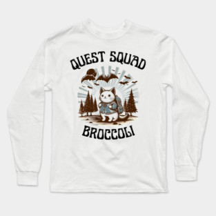 Quest Squad Broccoli Hiking Cat Vintage Long Sleeve T-Shirt
