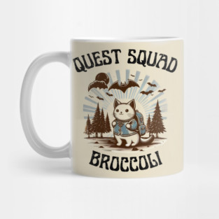Quest Squad Broccoli Hiking Cat Vintage Mug