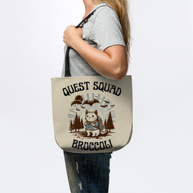 Quest Squad Broccoli Hiking Cat Vintage by Creatifly Graphic Tees