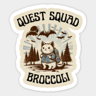 Quest Squad Broccoli Hiking Cat Vintage Magnet