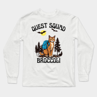Quest Squad Broccoli Adventure Cat Fantasy Long Sleeve T-Shirt