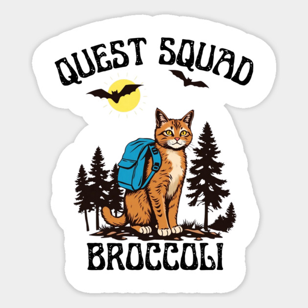 Quest Squad Broccoli Adventure Cat Fantasy Magnet by Creatifly Graphic Tees