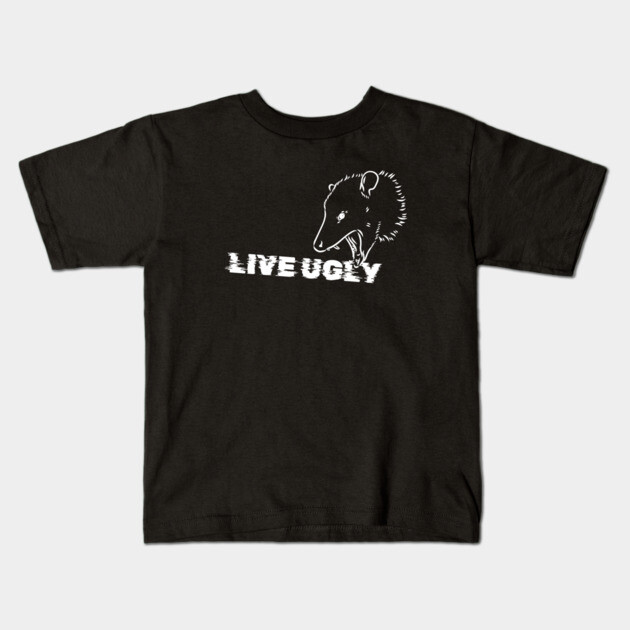 "Live Ugly" Opossum Kids T-Shirt by Low Life Shirts