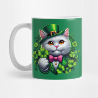 St. Patrick's Day Cat Irish Shamrock Cat Lucky Shamrock Cat Lover Patrick's Day Lucky Cat Mug