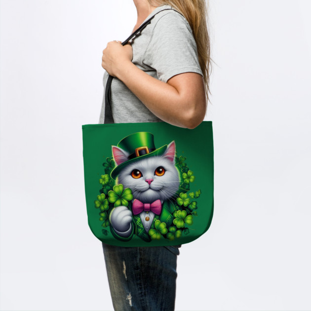St. Patrick's Day Cat Irish Shamrock Cat Lucky Shamrock Cat Lover Patrick's Day Lucky Cat by Creatifly Graphic Tees