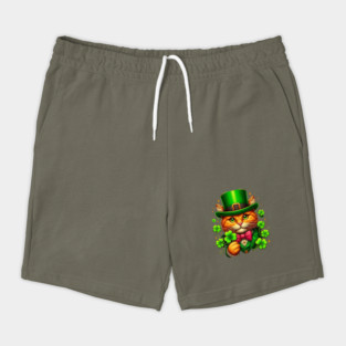 Lucky Orange Cat Holding A Shamrock Irish St. Patricks Day Shorts