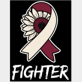 Throat Cancer Fighter Head And Neck Cancer Awareness Month Sunflower Posters and Art