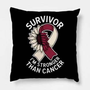 Survivor I'm Stronger Than Cancer Head And Neck Cancer Awareness Month Sunflower Pillow