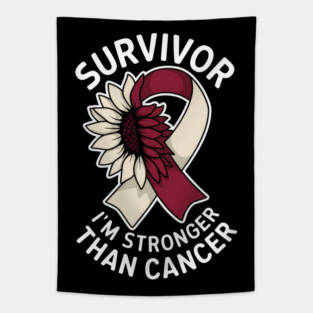 Survivor I'm Stronger Than Cancer Head And Neck Cancer Awareness Month Sunflower Tapestry