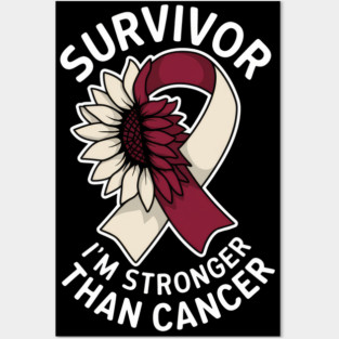 Survivor I'm Stronger Than Cancer Head And Neck Cancer Awareness Month Sunflower Posters and Art