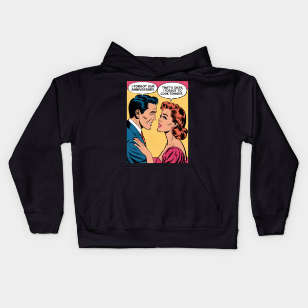 Funny Vintage Romantic Comic Kids Hoodie by animegirlnft