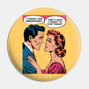 Funny Vintage Romantic Comic Pin