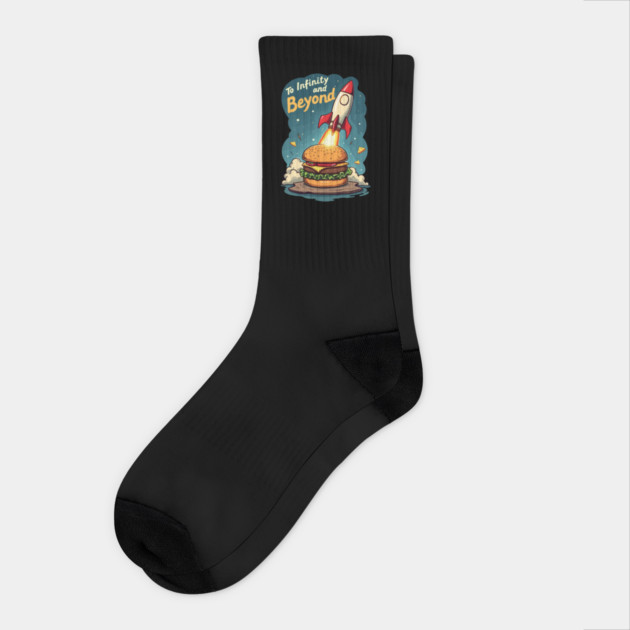 To Infinity and Beyond Burger T-Shirt Socks by Urbanprint