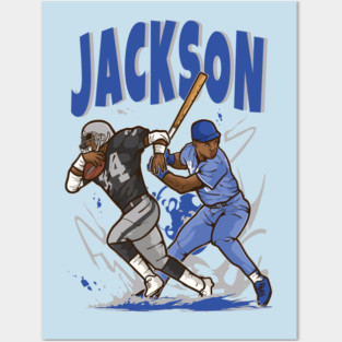 Bo Jackson Baseball and Football Cartoon Posters and Art