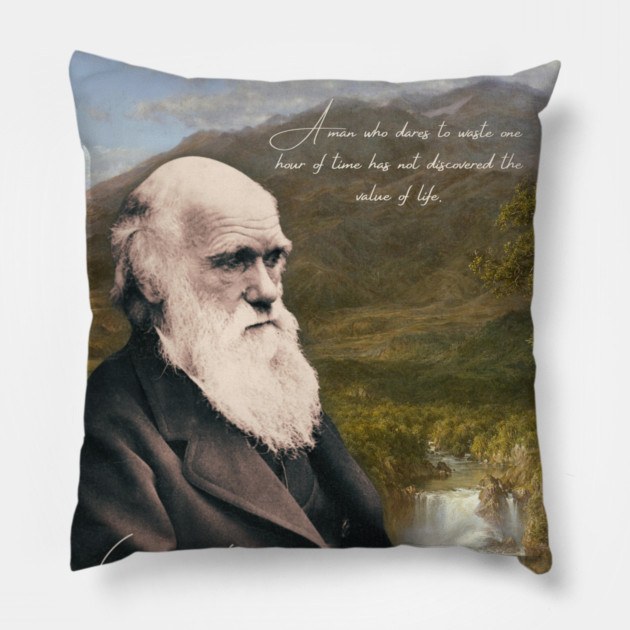 Charles Darwin Vintage Design - Inspirational Quote from Scientist Pillow by TuncGK