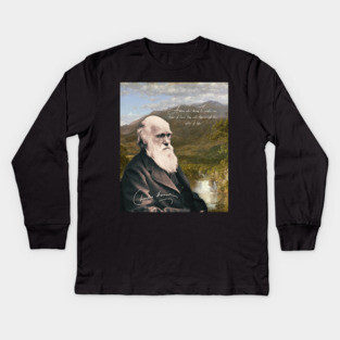 Charles Darwin Vintage Design - Inspirational Quote from Scientist Kids Long Sleeve T-Shirt