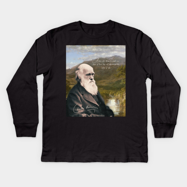 Charles Darwin Vintage Design - Inspirational Quote from Scientist Kids Long Sleeve T-Shirt by TuncGK