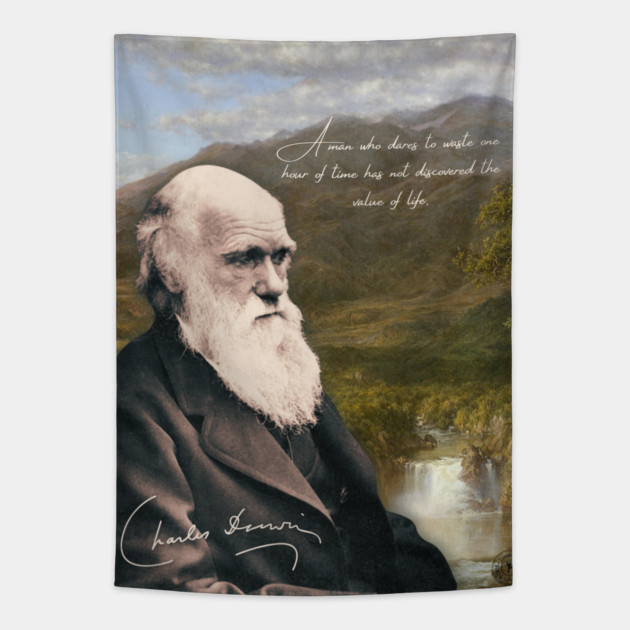 Charles Darwin Vintage Design - Inspirational Quote from Scientist Tapestry by TuncGK
