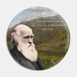 Charles Darwin Vintage Design - Inspirational Quote from Scientist Pin