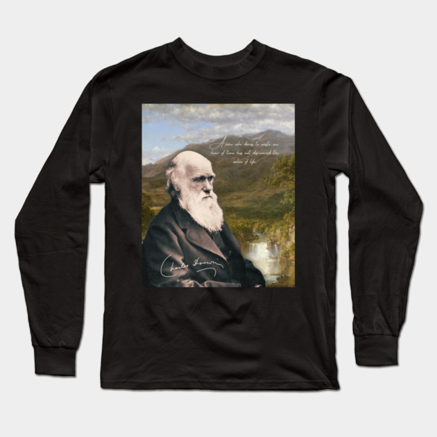 Charles Darwin Vintage Design - Inspirational Quote from Scientist Long Sleeve T-Shirt by TuncGK