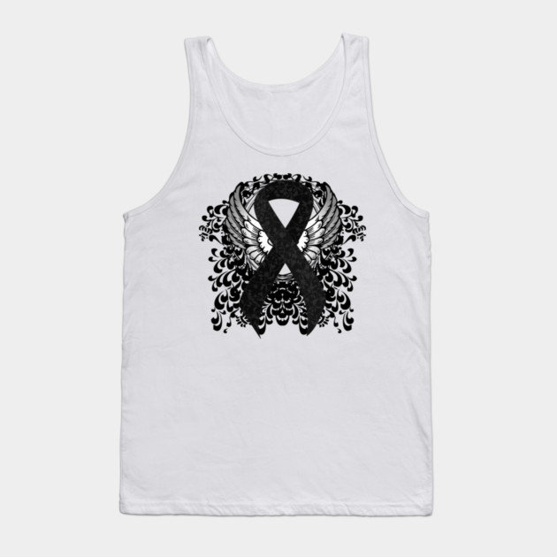 Black Ribbon with Wings Tank Top by HolidayBug