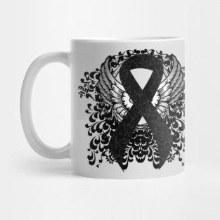 Black Ribbon with Wings Mug