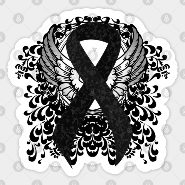 Black Ribbon with Wings Sticker by HolidayBug