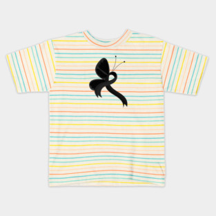 Black Awareness Ribbon Butterfly Kids T-Shirt