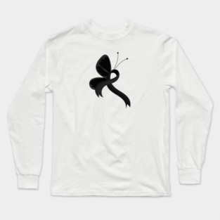 Black Awareness Ribbon Butterfly Long Sleeve T-Shirt