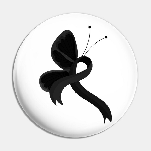Black Awareness Ribbon Butterfly Pin by HolidayBug