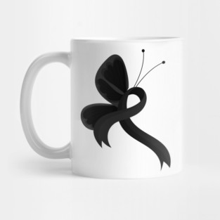 Black Awareness Ribbon Butterfly Mug