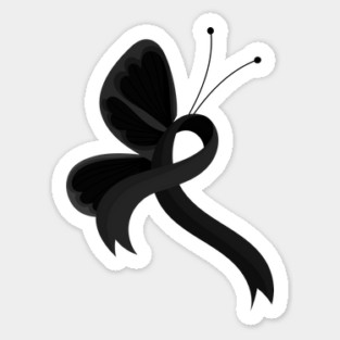 Black Awareness Ribbon Butterfly Sticker
